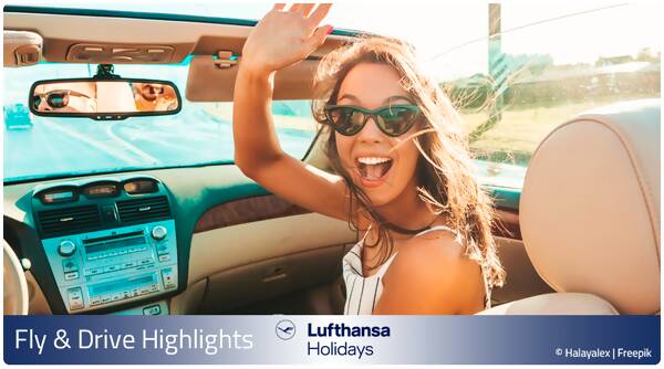 Entdecke mit Lufthansa Holidays die perfekte Kombination aus Flug und Mietwagen! Buche jetzt Dein Fly & Drive Paket für unvergessliche Roadtrip-Erlebnisse. Freiheit wartet!