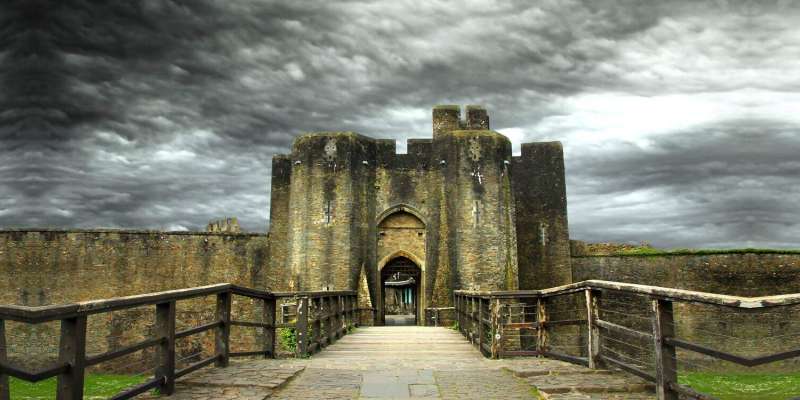 Caerphilly Castle Grossbritannien